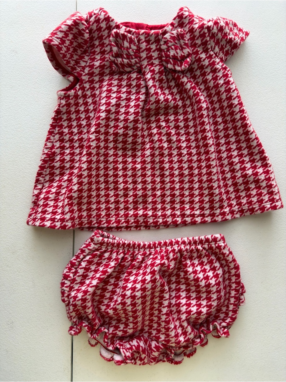Janie and Jack Red Houndstooth 2-Piece Set 12–18M